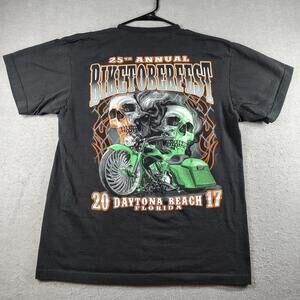 Men’s Large Biketoberfest Daytona Beach Graphic Skull Motorcycle Rally Tee EUC